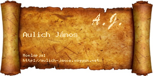 Aulich János névjegykártya